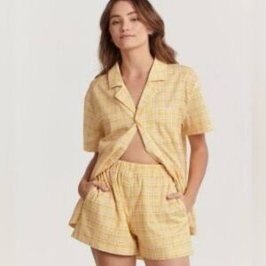 NWT Charlie Holiday Yellow Checkered top